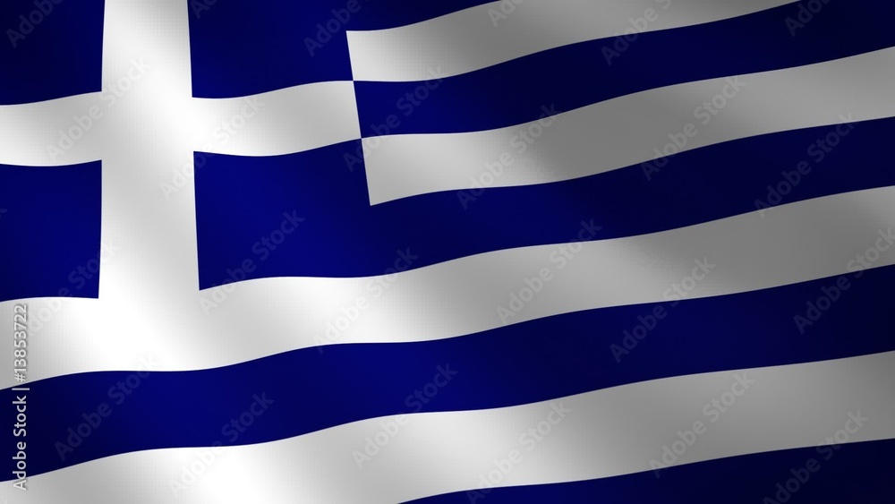 Bandera de Grecia ondulante al viento. Bucle continuo