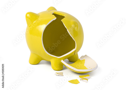 Foto sparschwein, zerbrochen, leer