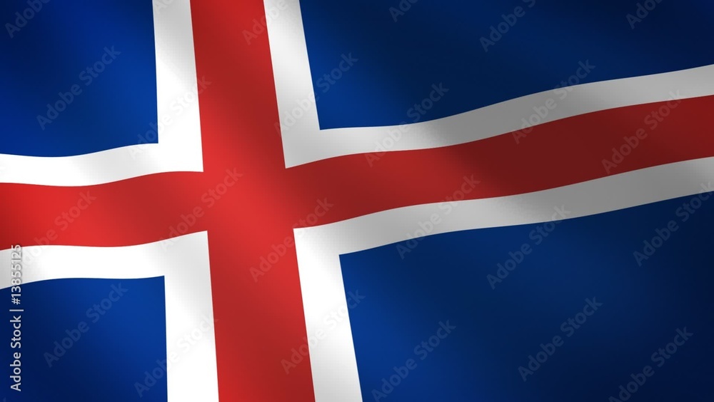Bandera de Islandia ondulando la viento. Bucle continuo