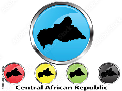 Glossy vector map button of Central African Republic