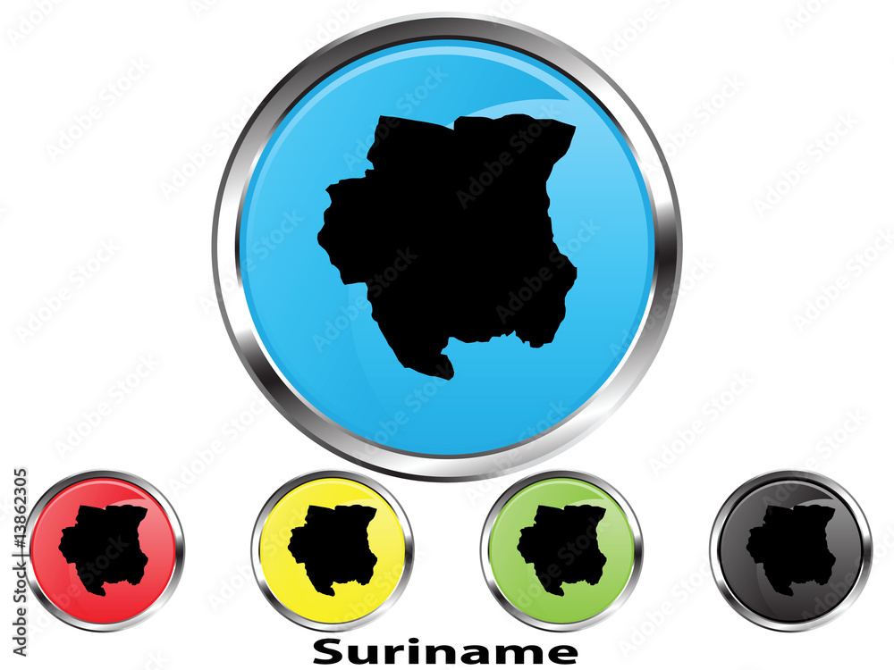 Obraz premium Glossy vector map button of Suriname