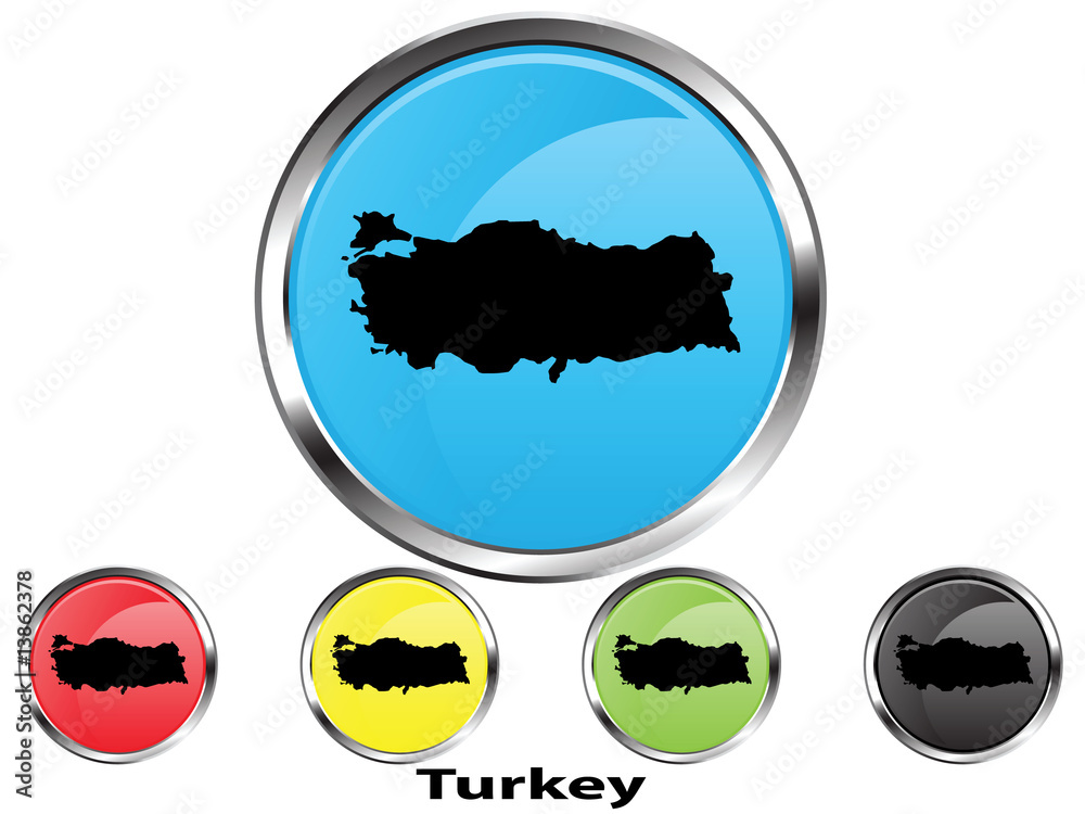 Obraz premium Glossy vector map button of Turkey