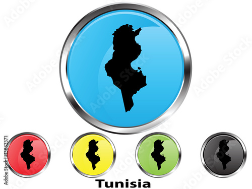 Glossy vector map button of Tunisia