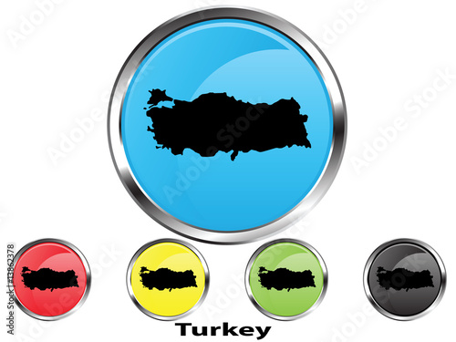 Glossy vector map button of Turkey