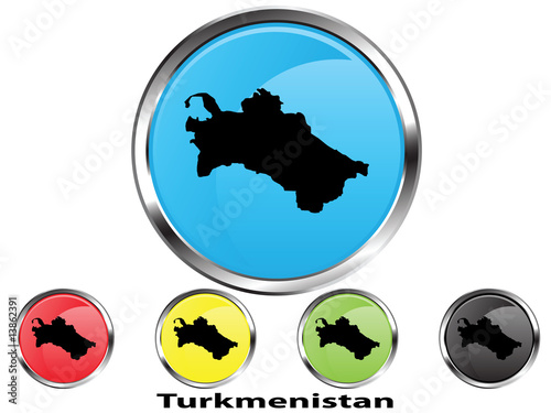 Glossy vector map button of Turkmenistan