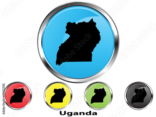 Glossy vector map button of Uganda