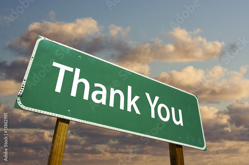 Thank You Green Road Sign photo