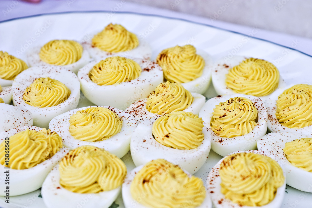 Deviled eggs with paprika with shallow DOF Deviled eggs with paprika with shallow DOF