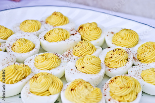 Deviled eggs with paprika with shallow DOF