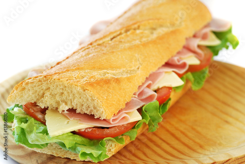 baguette sandwich with ham and cheese #13866130