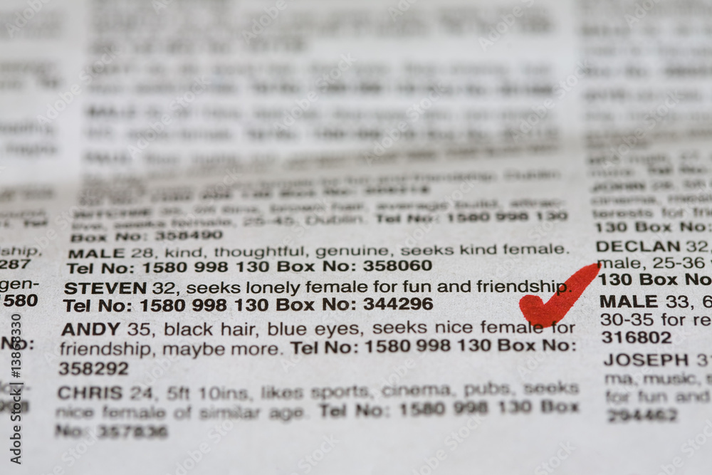 Fototapeta premium Personal ads