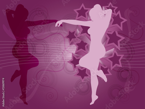 Dancing Girl in Purple and pink Background