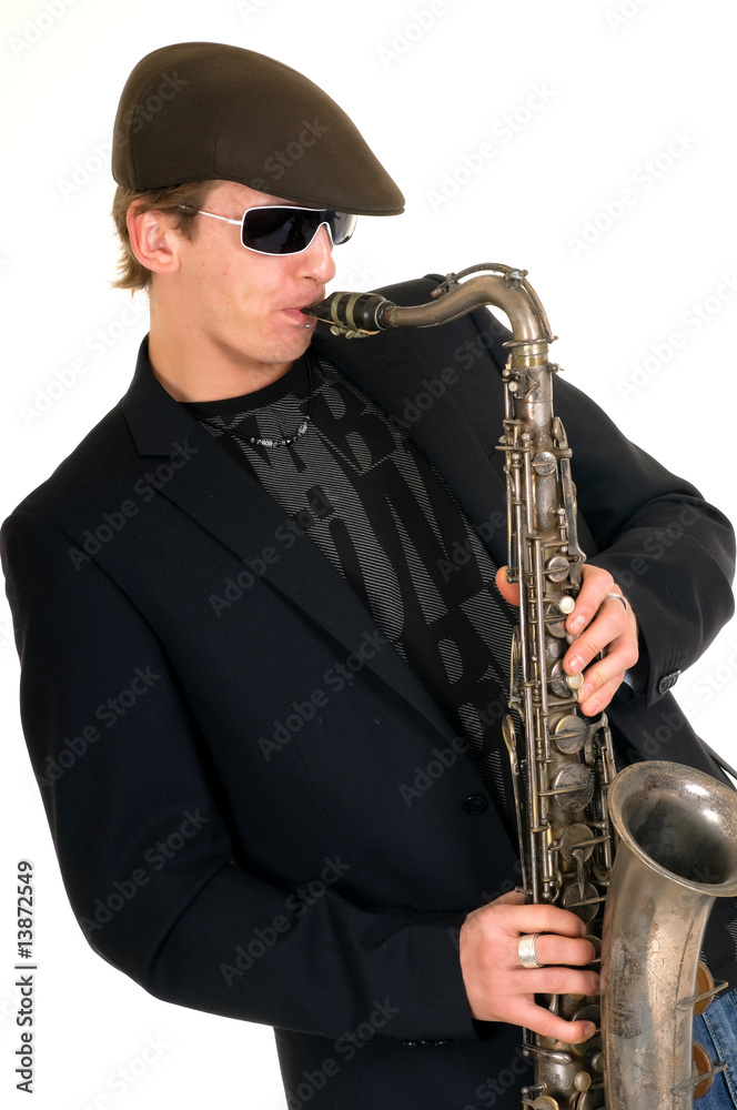 Naklejka premium Music performer, saxophone