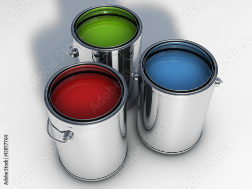 pain cans with vibrant color paint