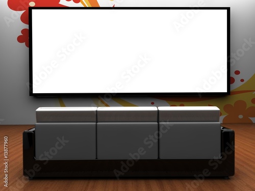 big screen portfolio seen from a sofa view