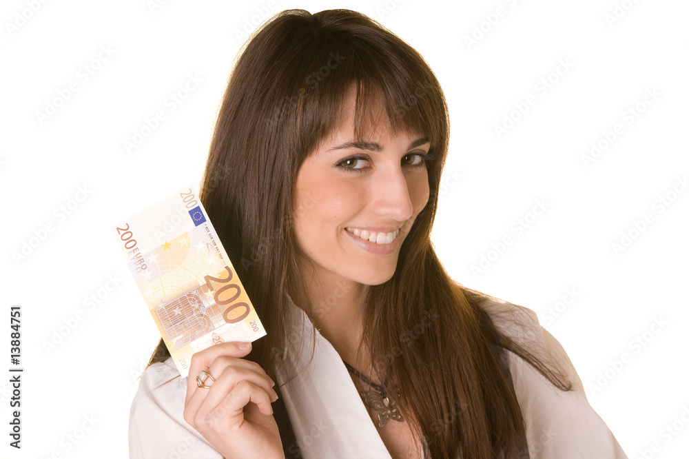 euro in hand of a attractive business woman euro in hand of a attractive business woman
