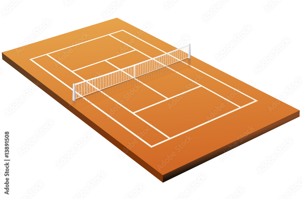 Terrain de tennis sur terre battue 3D (détouré) Stock Vector | Adobe Stock