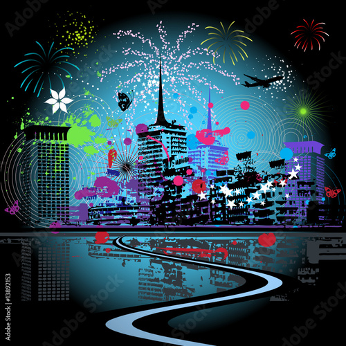 Firework in the city