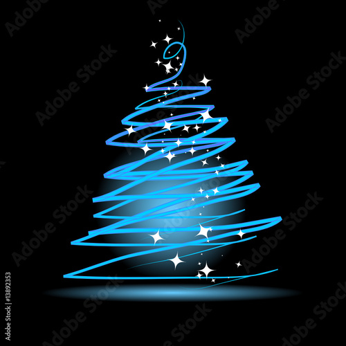 Christmas tree on black background