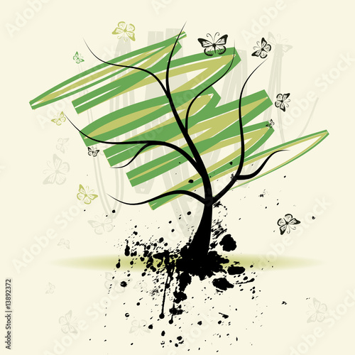 Art tree, grunge background