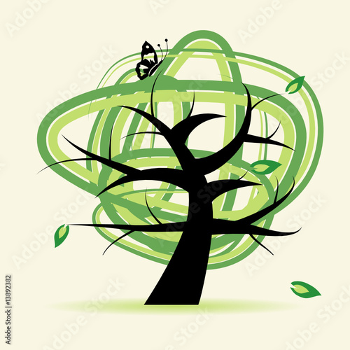 Art tree, grunge background