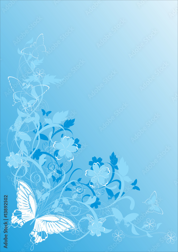spring flowers and butterflies - vector