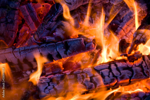 firewood in fire
