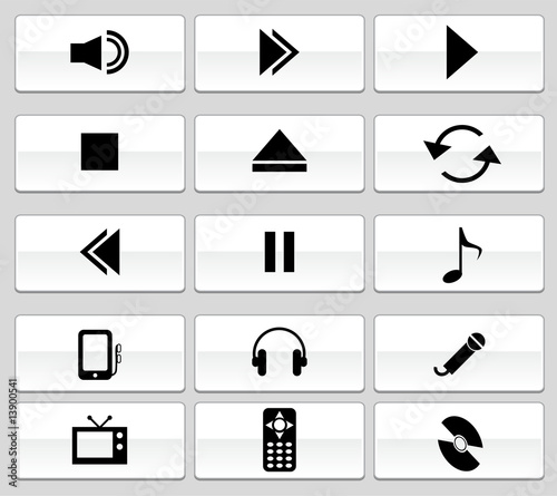 Media Player Silver Icons