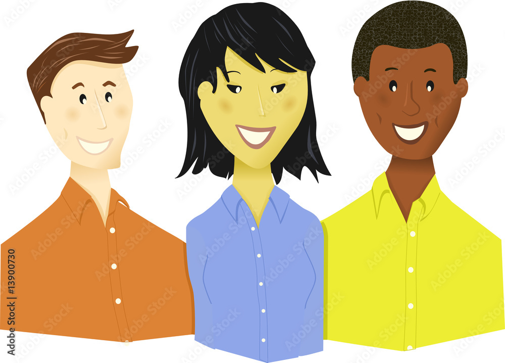 three multicultural young people