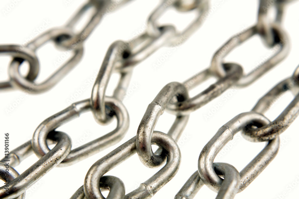Fototapeta premium Steel chain links on white background