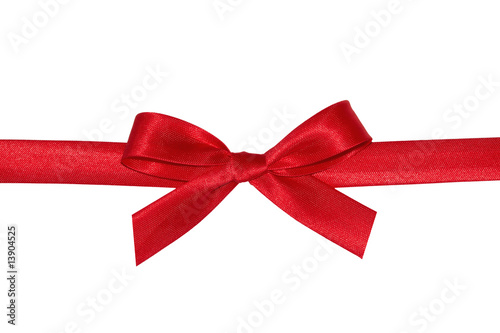 Red gift bow with ribbon.