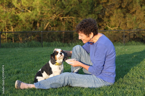Mature woman and dog
