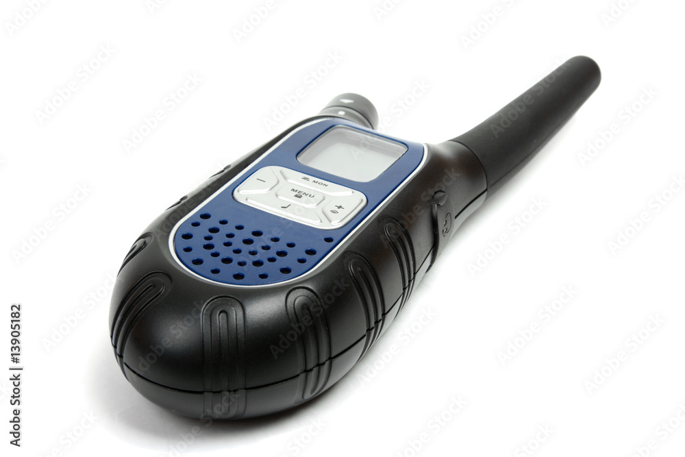 A long-range walkie talkie with soft shadow on a white backgroun A long-range walkie talkie with soft shadow on a white backgroun