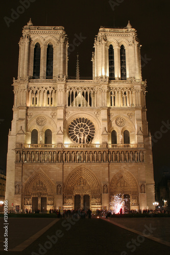 Paris - Notre Dame cathedral in night