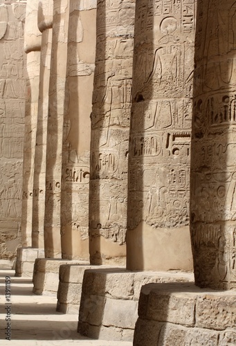 Antique colums with hyerogliphs in temple in luxor - Egypt