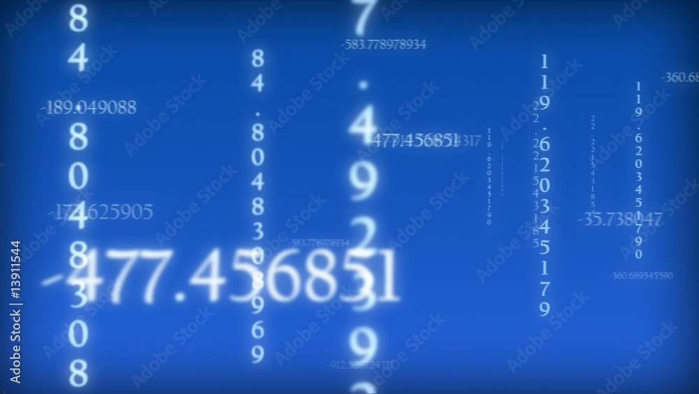 Animation matrice nombres fond bleu