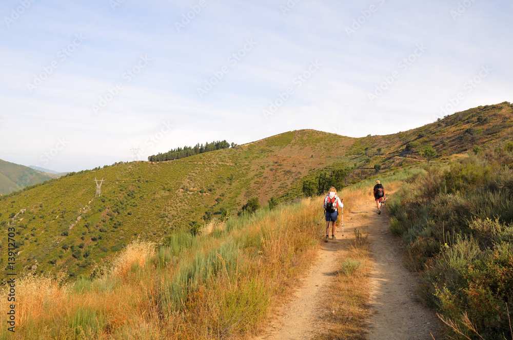 Pilgrims along Camino de Santiago