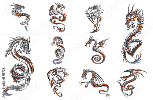 chrome collection of figures on a white background