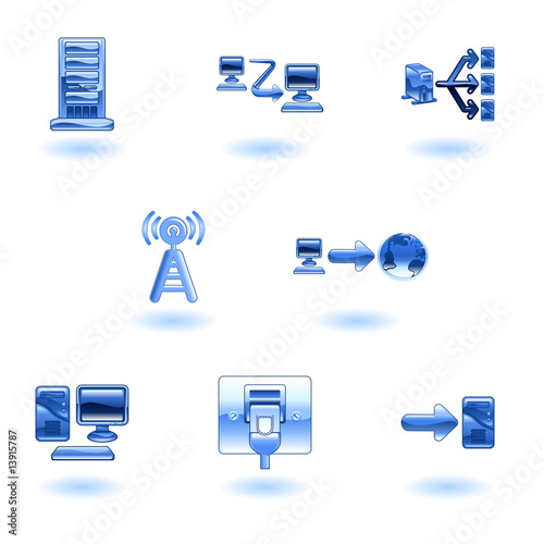A glossy computer network and internet icon set