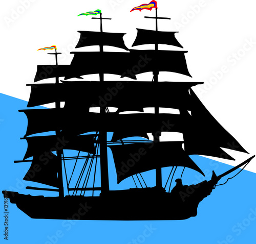 boat of pirates illutration