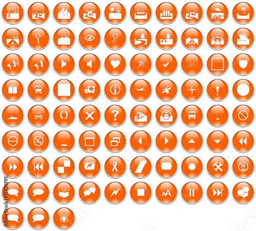 Boutons Icones Glassy Orange