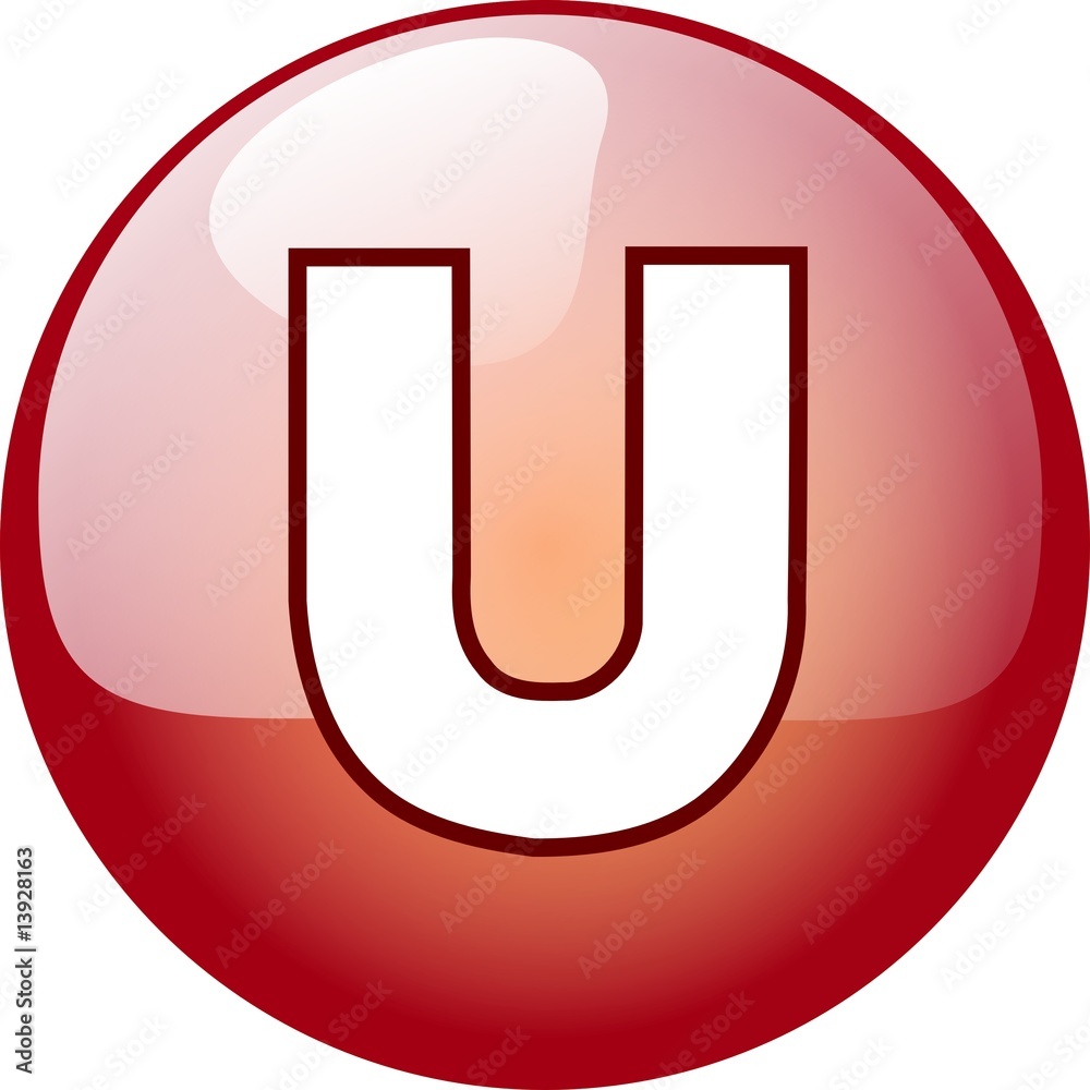 U character button - red 3d U character button - red 3d