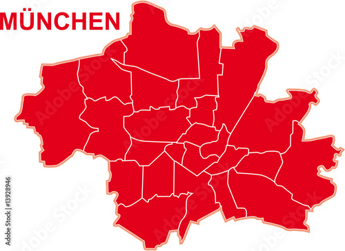 Karte mit Bezirtken von München