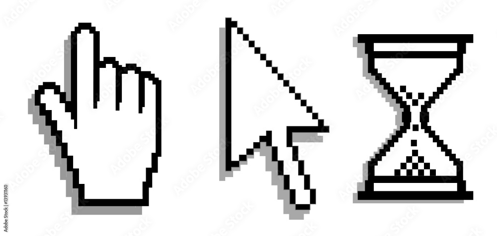 Web hand and arrow cursor with hour-glass Vector