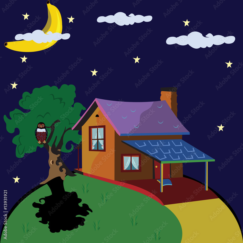 Lonely house at night