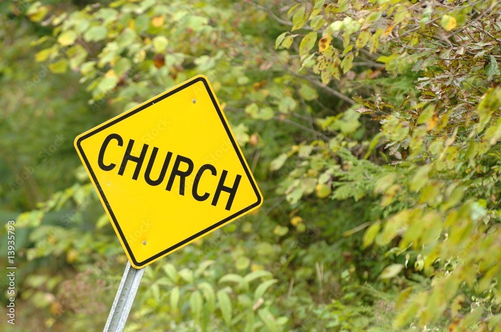 Church sign on side of road