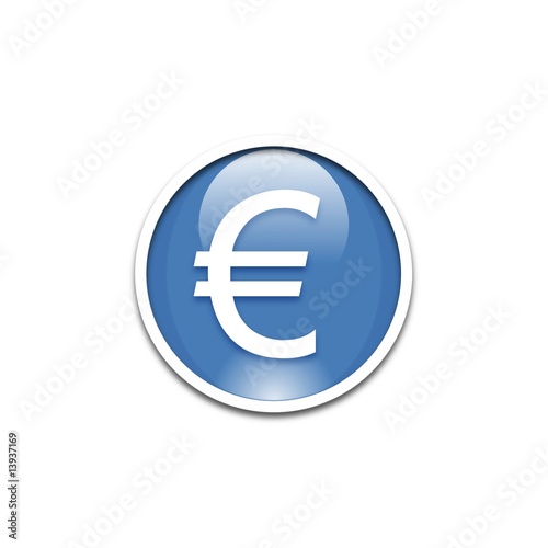 Bouton Glossy Euro Bleu