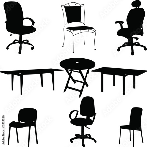 chair and table silhouette vector