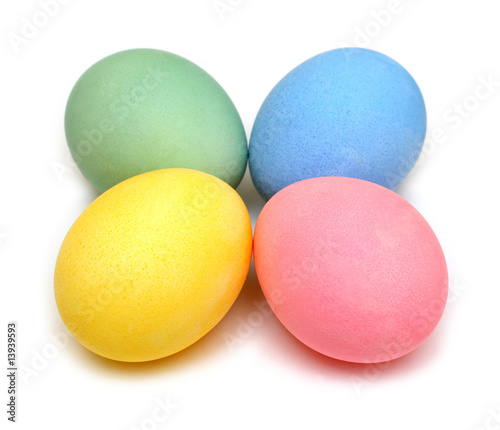 four colored easter eggs