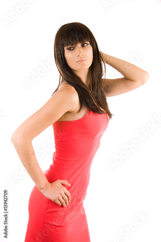 Attractive woman in red dress © ardni